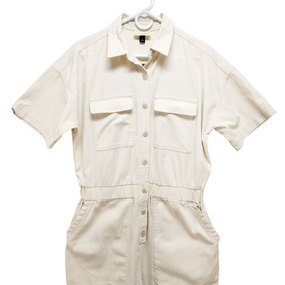 Universal Thread Womens Beige Utility Jumpsuit Overalls Short Sleeves  Size 8 - Picture 4 of 13